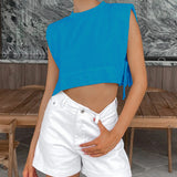 2025 Summer New Cushion Shoulder Sleeveless Top Trousers Two Sets Of Casual Fashion Cotton Sets Of Women's Clothing 68HZ