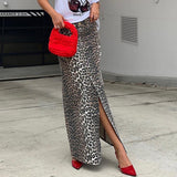Commuting Wind Cotton Leopard Straight And Ankle Skirt 2025 Spring Fashion New Long Dress 68HZ