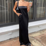 Black Sexy Boobs High-Waisted Loose Dress 2025 Summer Fashion New Long Dress Woman 68HZ