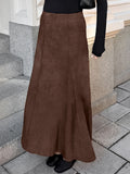 Autumn And Winter Retro New Fashion Knitted Sanding Brown Repair Height Waist Straight Skirt Casual Dress Girl 68HZ