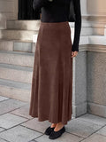 Autumn And Winter Retro New Fashion Knitted Sanding Brown Repair Height Waist Straight Skirt Casual Dress Girl 68HZ