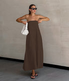 French Kaqi Cotton Thigh Braided High-Waisted Dress Open Back 2025 Summer New Long Dress Woman 68HZ