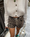 2025 Vintage Casual Pants Summer Leopard Cotton Low-Rise Solid Shorts Street Broadfoot Three-Style Women's Dress 68HZ