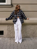Pure Cotton Plaid Women's Autumn Dress 2025 New Retro Plaid Shirt Loose Outer Shirt Coat 68HZ