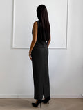 Temperament Black Mystery V-Neck Sleeveless Vest Long Open Skirt Set Summer Sexy Casual Commuter Women's Clothing 68HZ