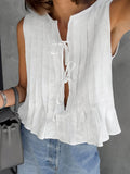 Autumn White Cotton Sexy V-Neck Sleeveless Vest Open Skirt Two-Piece Fashion Casual Suit 68HZ