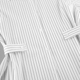 Vintage Design Sense Irregular Striped Shirt Female Senior Pressure Folded Waist Long Sleeve Commuting Top 68HZ