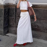 White Cotton Collar Collar Umbilical Vest Dress Set 2025 Summer Fashion New Two-Piece Women 68HZ