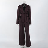 Autumn And Winter Niche Design Sense Deep V Low Chest Long Sleeves Waist Blazer Trousers Two Sets Of Women's Suit 68HZ