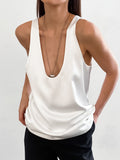 2026 Summer New Solid Color Buttite Vertebry U Neckless T-Shirt With Street Style Small Vest Woman 68HZ