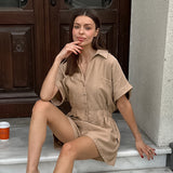 2025 Fashion Loose Collar Shorts Uniform Summer Commuting Women's Clothing 68HZ