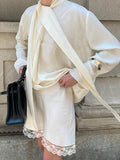 2025 Summer Sloven Butt Champagne Long Sleeve Temperament With Shirt Fit Short Skirt Two Sets Of Lazy Lace Set 68HZ
