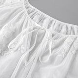 French Cotton Embroidered V-Neck Bubble Sleeve White Shirt 2025 Summer Fashion New Top Lady 68HZ