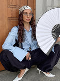 Autumn Women's Cotton Design Sense Niche Fashion Style To Close The Waist Carefully Under The Fork Shirt 68HZ