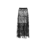 Black Sexy Perspective Lace High Waist Commuting Half-Sleek Dress 2025 New Fashioned Long Dress Woman 68HZ