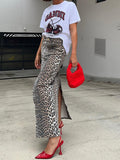 Commuting Wind Cotton Leopard Straight And Ankle Skirt 2025 Spring Fashion New Long Dress 68HZ