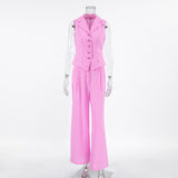 2025 Spring And Summer Sleeveless Body Sleeves Trousers Fashion Casual Temperament Suit Cotton Pink Commuting Women's Clothing 68HZ