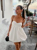 Spring And Summer Casual White Sling V-Neck Fashion Dress Body Commuting Short Dress Girl 68HZ