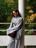Autumn And Winter New Knitwear Set Of Femininity Gentle Wind Showing Thin Vertical Sweater Broad Leg Pants Two Sets Of Winter 68HZ