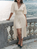 2025 Summer Fashion New Apricot Imitation Acet Acid Dress A Tea Dress Woman 68HZ