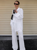 2025 New White Cotton Trousers Summer Neutral Minimal Street Casual Fashion Women's Clothing 68HZ