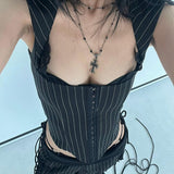 Spring 2025 New Women's Clothing Solid Color Repair Street Fashion Slings Hanging Neck-Lup Vest Women 68HZ