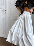 Women's Dress Skirt High Waist Simple Elegant A-Dress Fashion Casual Pure Color Long Skirt 68HZ
