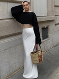 2025 New French-Style Soft White Banquet Fascling Fishtail Skirt Femininity High Waist And Floor Skirt 68HZ