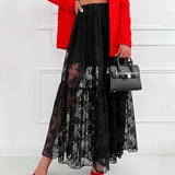 Sexy Perspective Lace A Commuting Style Dress 2025 Spring And Summer Fashion New Long Dress 68HZ
