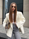 Casual White Small Suit Jacket Female Senior Sense Spring And Autumn New Rice White Niche Design Suit 68HZ