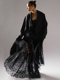 Black Sexy Perspective Lace High Waist Commuting Half-Sleek Dress 2025 New Fashioned Long Dress Woman 68HZ