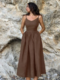 French Kaqi Cotton Canperable Sling High-Waisted Dress 2025 New Holiday Dress 68HZ