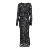 Autumn 2025 Sexy Lace Long Sleeves Clairvoyant Jice Dress Fashion Women's Dress 68HZ