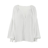 French Lantern Sleeves Of Casual Cotton Cuffed Shirt 2025 Autumn Fashion New Top Lady 68HZ