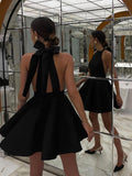 French Sexy Black High-Waisted Sleeveless Neck Dress 2025 New Spring Fashion Short Dress Woman 68HZ