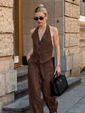 New Pure Cotton Comfortable Vest Trouser Trousers Commuting Set Spring And Summer Fashion Temperament Two-Set Women 68HZ