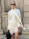 2025 Summer Sloven Butt Champagne Long Sleeve Temperament With Shirt Fit Short Skirt Two Sets Of Lazy Lace Set 68HZ