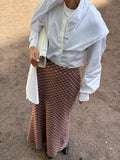 2026 Spring New Retro Lattice Half-Body Women's High-Rise High-Waisted Fishtail Skirt 68HZ