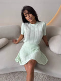 Oceanish Age-Dept Temperament Slim Skinny Jersey Set Women Summer Short-Sleeved High-Waisted Skirt Two Sets Of Women 68HZ