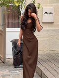 Yu Sister Wind To Show Slim Slim Sexy Sling Dress Summer Women's Retro Ass Long Dress 68HZ