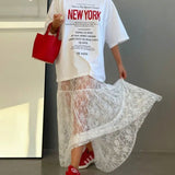 Spring And Summer New Loose Lace Jaclace High Waist Skirt 2025 Fashion Commuting Long Dress 68HZ
