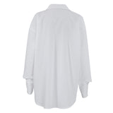 White Shirt 2025 Summer New Collar Long Sleeve Simple Fashion Free Casual Women's Top 68HZ