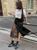 Black Sexy Hottie Lace Rag Perspective Color Half Dress 2025 Spring And Summer Fashion New Woman 68HZ
