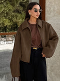 Autumn And Winter New Collar Long Sleeve Zipper Hair Jacket 2025 Fashion Loose Casual Women's Jacket 68HZ