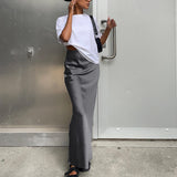 Spring 2025 Women's Imitation Acetate-Colored Black Dress Women's French Commuting Faesce Color Skirt 68HZ