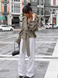High-End French Large-Turn-Over Tie With Windcoat 2025 Commuting Women's Autumn Fashion Temperament Coat 68HZ