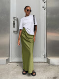 Spring 2025 Women's Imitation Acetate-Colored Black Dress Women's French Commuting Faesce Color Skirt 68HZ