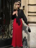 Red High-Waisted Fish Tail And Ankle Skirt Soft And Mtooth Color Butt Mid-Dress 2025 New Autumn Fashion 68HZ