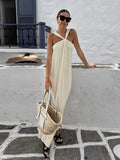 Colorless Sleeveless Hanging Neck Beach Casual Dress 2025 Autumn Fashion Simple New And Ankle Dress Woman 68HZ