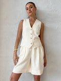 2025 New Beige Cotton Sleeveless Vest Vest Summer Loose Breathable Women's Two Sets 68HZ